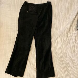 Lined suede black pants, flat front, Size 10